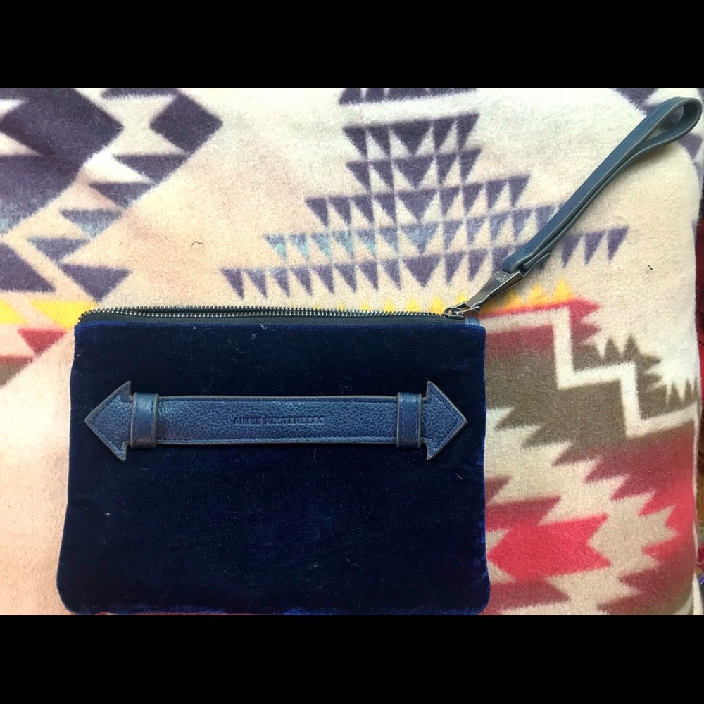 Velvet Clutch with Leather Accents